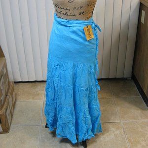 NWT Sassi's blue turquoise peasant maxi skirt OS one size